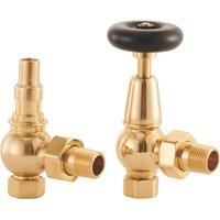 Arroll UK-20 15mm x 1/2" Brass Angled & L/S Traditional Manual Radiator Valve & Lockshield (7008G)