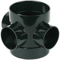 FloPlast Solvent Weld 3-Boss Double Socket Short Pipe Black 110mm (70205)