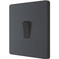 British General Evolve 20A 16AX 1-Gang Intermediate Light Switch Grey with Black Inserts (702PX)