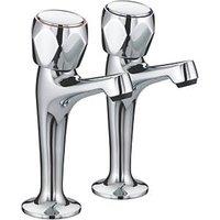 Bristan Club Contemporary Round Head High Neck Pillar Kitchen Taps Chrome 1 Pair (703JE)