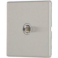 Contactum Lyric 1-Gang F-Type Satellite Socket Brushed Steel with White Inserts (704RR)
