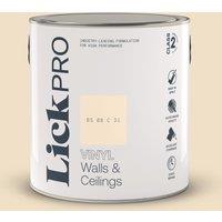 LickPro 2.5Ltr Cream BS 08 C 31 Vinyl Matt Emulsion Paint (704TM)