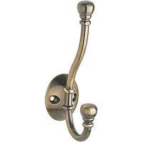 Decohooks Two Prong Ball End Hook Antique Brass 130mm (705KK)