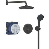 Grohe Precision 250 Round HP Rear-Fed Concealed Matt Black Thermostatic Shower System (705YX)