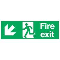 Essentials Non Photoluminescent "Fire Exit Down Left" Signs 150mm x 450mm 100 Pack (707FX)