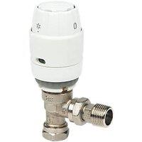 Danfoss RAS-C 15mm x 1/2" White/Nickel-Plated Angled Traditional Thermostatic Radiator Valve Head & Body (70871)