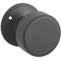Designer Levers Kensington Knurled Door Knob 60mm Pair Matt Black (708KK)