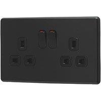 Arlec 13A 2-Gang SP Switched Socket Black with Colour-Matched Inserts (708RU)