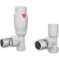 ETAL Danva 15mm x 1/2" Matt White Angled Modern Thermostatic Radiator Valve & Lockshield (709VV)