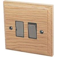 Varilight 13A Switched Fused Spur with Neon Classic Oak with Black Inserts (7103H)