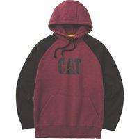 CAT Raglan Hooded Sweatshirt Sweat Shirts Dark Red X Large 45 Chest (710VU)