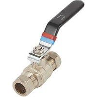 Flomasta Compression Reduced Bore 15mm Lever Ball Valve with Black Handle (712FA)