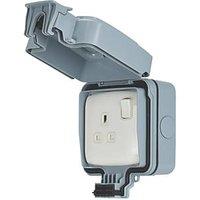 Contactum IP66 13A 1-Gang 2-Pole Weatherproof Outdoor Switched Socket Outlet (712RP)