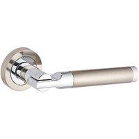 Smith & Locke Tenby Fire Rated Lever on Rose Door Handles Pair Chrome / Brushed Nickel (713HY)