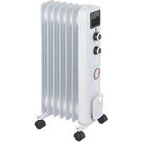 1500W Electric Portable Oil-Filled Radiator with Timer White/Black (714PG)