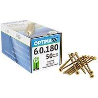 Optimaxx PZ Countersunk Wood Screws 6mm x 180mm 50 Pack (714TY)