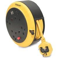 Stanley 13A 4-Gang 5m Cable Reel + 2.1A 2-Outlet Type A USB Charger 240V (714VA)