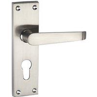 Smith & Locke Fire Rated Euro Lock Door Handles Pair Satin Chrome (7169P)