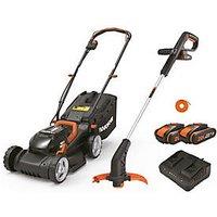 Worx WG927E 20V 2 x 2.0Ah Lithium PowerShare Cordless 40V Lawn Mower & 20V Grass Trimmer Kit (716HA)