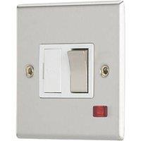 Contactum iConic 13A Switched Fused Spur with Neon Brushed Steel with White Inserts (716RR)