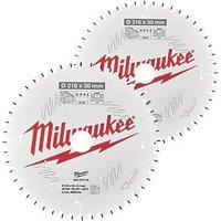 Milwaukee Wood Circular Saw Blades 216mm x 30mm 48/60T 2 Pieces (717GE)