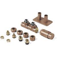 Terma Twins All-in-One Integrated Copper 50mm Designer Angled H Block Right Thermostatic Radiator Valve & Lockshield (717RH)