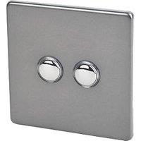 Varilight 6A 2-Gang 2-Way Light Switch Slate Grey (71809)