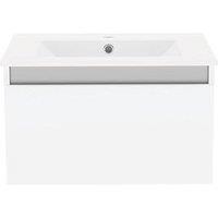 Newland Single Drawer Wall-Mounted Vanity Unit with Basin Gloss White 600mm x 450mm x 370mm (718RN)