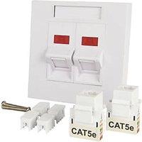 Labgear 1-Gang Double RJ45 Ethernet Socket White with Colour-Matched Inserts (719KM)