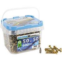 Optimaxx PZ Countersunk Wood Screws 5mm x 50mm 600 Pack (721TY)