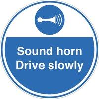 Essentials Sound Horn Drive Slowly Floor Sign 450mm x 450mm (721YU)