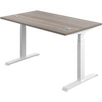 TC Group Economy Back To Back Powered Rectangular Sit Stand Desk Grey Oak/White 1600mm x 0.62-1.28m (722TT)