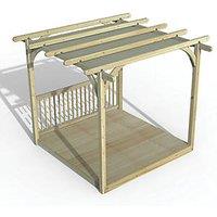 Forest Ultima 8' x 8' (Nominal) Flat Pergola & Decking Kit with 1 x Balustrade & Canopy (723FL)