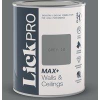 LickPro Max+ 1Ltr Grey 10 Matt Emulsion Paint (724TM)