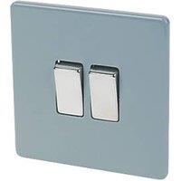 Varilight 10AX 2-Gang 2-Way Light Switch Sky Blue (7254F)