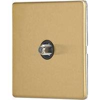 Contactum Lyric 1-Gang F-Type Satellite Socket Brushed Brass with Black Inserts (725RP)