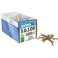 Optimaxx PZ Countersunk Wood Screws 5mm x 100mm 200 Pack (725TY)