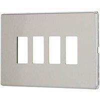 Contactum Lyric 4-Module Grid Faceplate Brushed Steel (726RP)