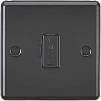 Knightsbridge 13A Unswitched Fused Spur Matt Black with Black Inserts (728PX)