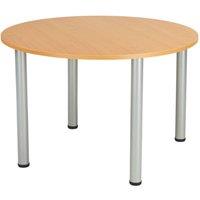 TC Group One Fraction Plus Round Office Table Beech/Silver 1000mm x 1000mm (728TT)