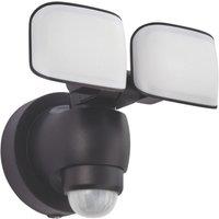 Saxby Sentinel Outdoor LED Twin Head Floodlight With PIR Sensor Matt Black 20W 1500lm (728VX)