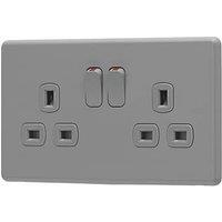Arlec 13A 2-Gang SP Switched Socket Grey with Colour-Matched Inserts (729RU)