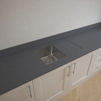 Metis Dark Grey Kitchen Worktop with 1 Bowl Stainless Steel Sink 3050mm x 620mm x 15mm (730PW)