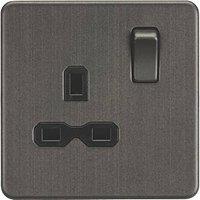 Knightsbridge 13A 1-Gang DP Switched Single Socket Smoked Bronze with Black Inserts (730TY)