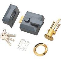 Security Solutions Double Locking Narrow Nightlatch Gunmetal Grey 40mm Backset (731KK)