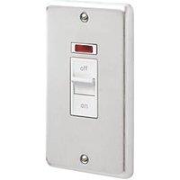 MK Contoura 50A 2-Gang DP Control Switch Brushed Stainless Steel with Neon with White Inserts (731RG)