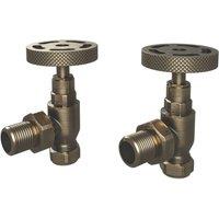 ETAL Rotor 10mm x 1/2" Antique Brass Angled Designer Manual Radiator Valve Head & Body 2 Pack (731YU)