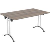TC Group One Union Rectangular Folding Table Grey Oak/Chrome 1400mm x 800mm (732TT)
