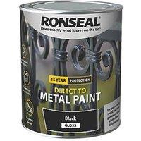 Ronseal 750ml Black Gloss Anti Corrosive Metal Paint (733KH)