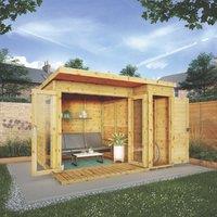 Mercia Contemporary 9' 6" x 8' (Nominal) Pent Tongue & Groove Timber Summerhouse & Shed (735YL)